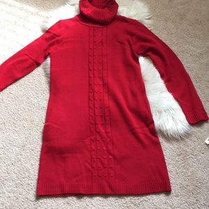 Red sweater knitted long sleeve dress size Med